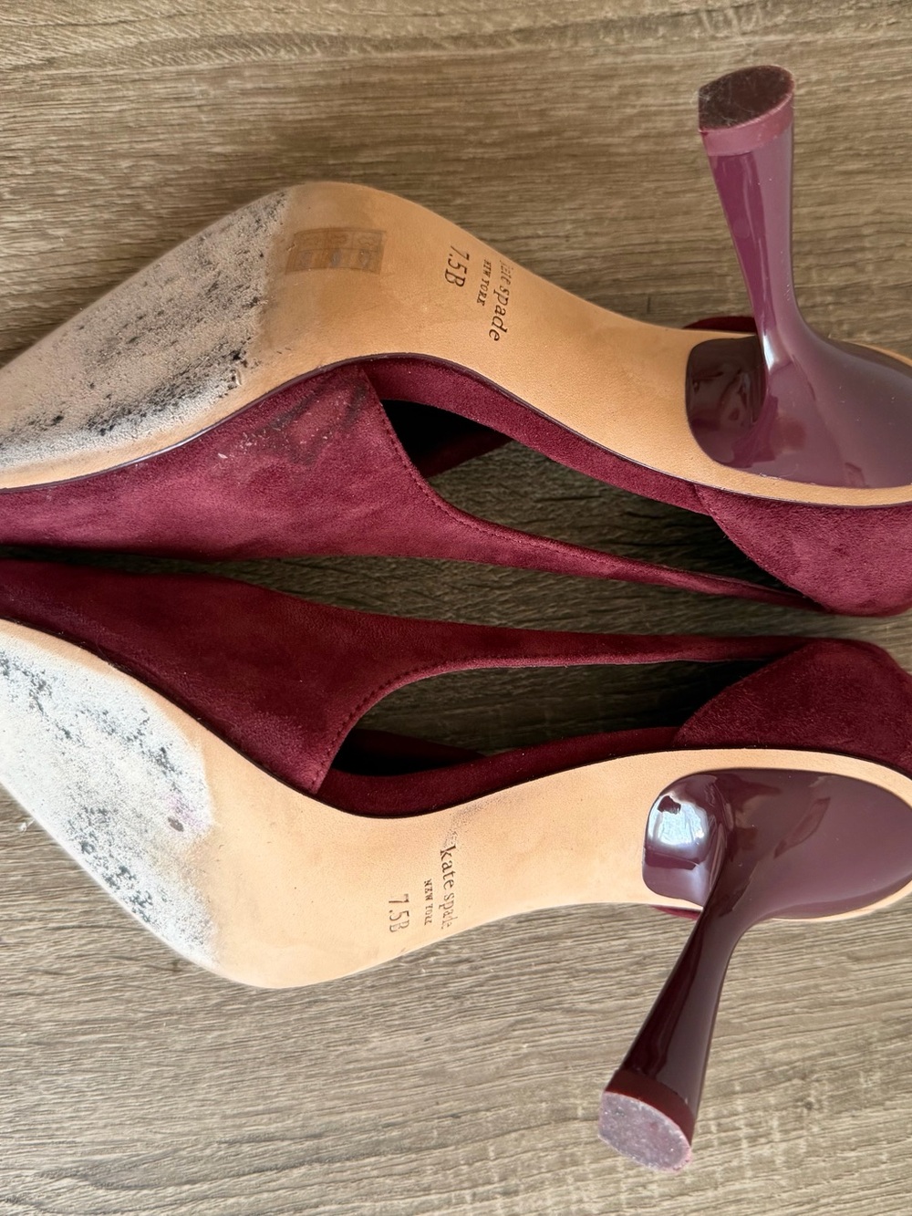 kate spade Burgundy Suede Knot Slingback Heels - Picture 7 of 9